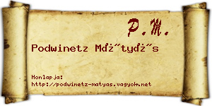 Podwinetz Mátyás névjegykártya